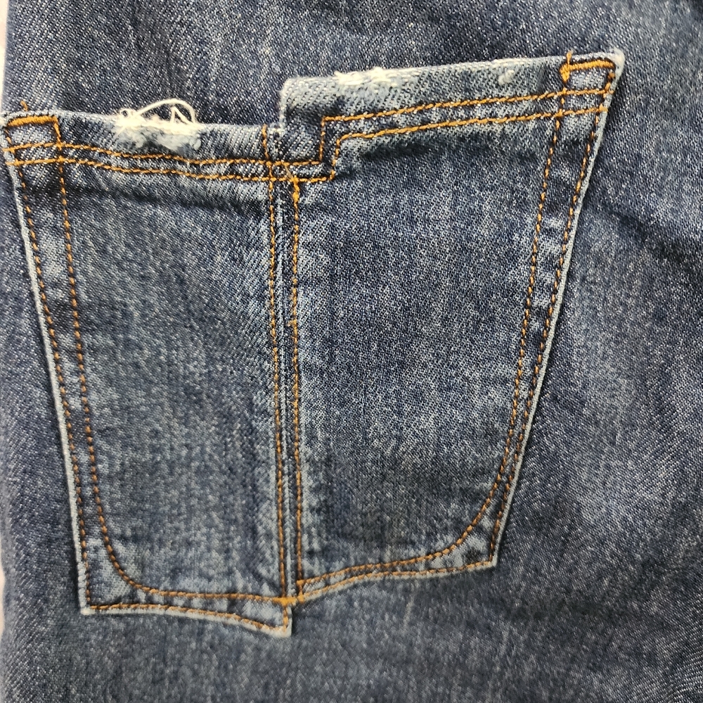 Good American Blue Skinny Jeans Classic Denim Frayed Worn Look Split Back Pocket - Picture 7 of 10